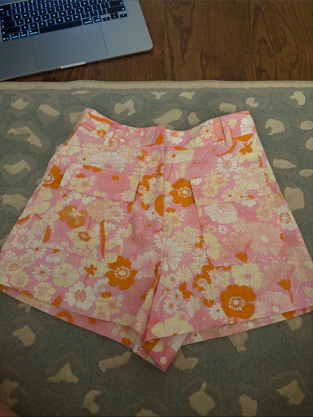 Maje isella floral pink and orange shorts NWT